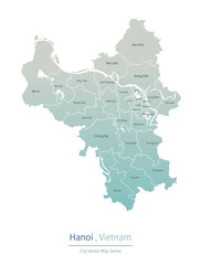 Hanoi Map. vector map of major city in the Vietnam.