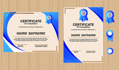 
modern certificate template with flat design  blue abstract
