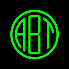 
ABT letter logo design/ Ellipse 3 letter logo 
polygon ABT letter icon design on black background.A B T logo design. ABT initials Logo design