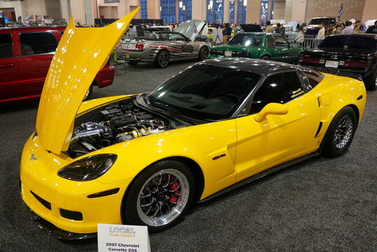 Philadelphia, Pennsylvania, U.S.A - February 9, 2020 - The 2007 Chevrolet Corvet Z06 in bright yellow color