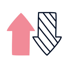 up down arrows icon, half line half color style