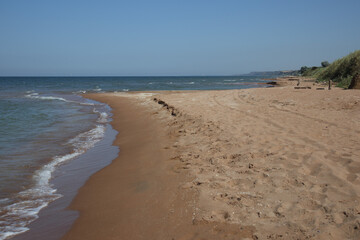 Beach on the coast of the sea of Azov. Kuchuguri