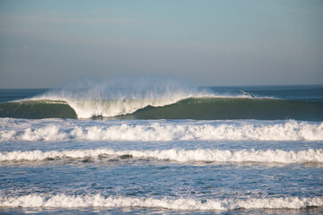 Fototapeta na wymiar Big Waves Breaks in Northern California near San Francisco
