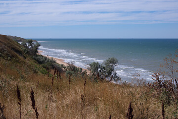 Beach on the coast of the sea of Azov. Kuchuguri