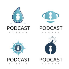 Naklejka na ściany i meble Podcast Logo Design Template