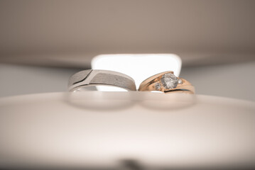 wedding rings on the table