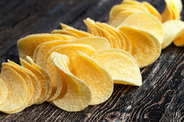 Golden chips, close-up