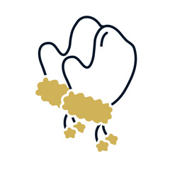 winter gloves icon, half color half line style