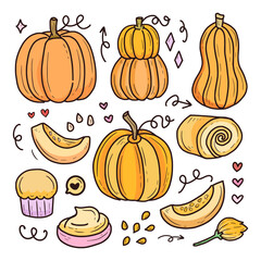 Pumpkin halloween drawing fruit collection vectorPumpkin halloween drawing fruit collection vector