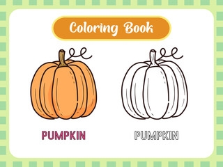 Pumpkin coloring page book for kids vector