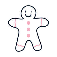 christmas ginger cookie icon, half line half color style