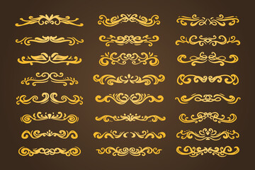 Gold luxury swirl divider ornament divider set collection vector