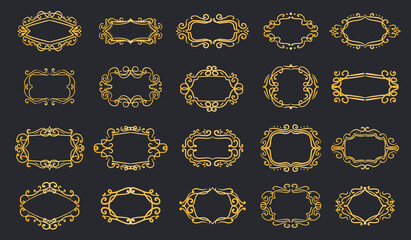 Vintage Gold frame with swirl collection vector