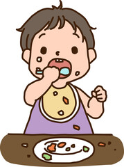 離乳食　ご飯を食べる幼児