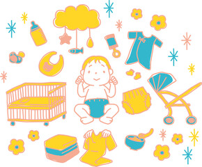 赤ちゃん　育児　素材　セット