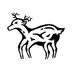 merry christmas design vector. animal deer hand drawing.