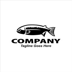 salmon fish logo seafood label badge vector sticker download