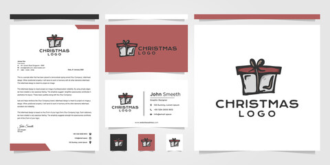 merry christmas design vector. branding logo for gift box.