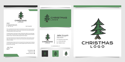 merry christmas design vector. branding logo for christmas tree.