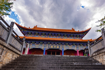 Chongsheng Temple under the blue sky and white clouds in Dali, Yunnan, China