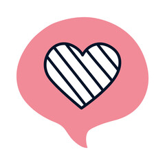 speech bubble with heart icon, half line half color style