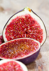 sliced fruit of ripe figs