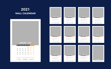 Wall Calendar 2021.Creative calendar With Vector