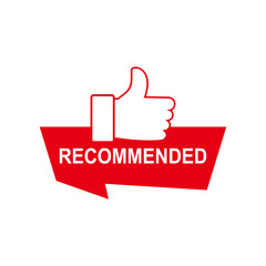 Recommended Label with Thumbs Up Icon, Vector Design