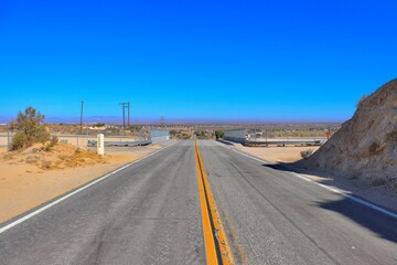 Empty road in the California desert city of Littlerock