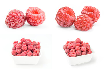 Set of juicy raspberry isolated on a white background