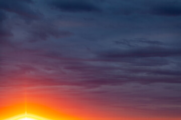 Fototapeta premium dark blue-red sky and sunset with blurry background, used as a background or texture, soft focus
