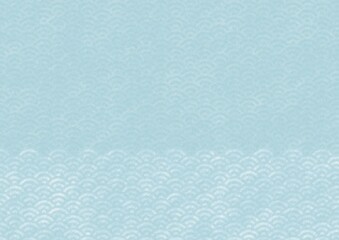 青色の和紙に透かされた青海波模様、日本の伝統模様素材