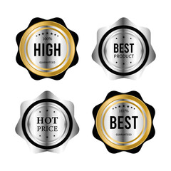 Luxury gold badges and labels premium quality product. vector illustration