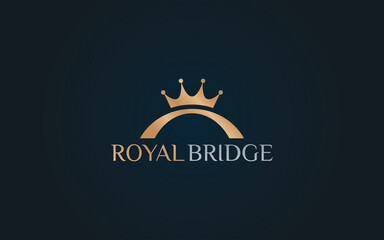 Bridges logo formed with  crown symbol in gold color