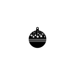 Christmas Decorations, Black Christmas Ball with Star Ornament Isolated On White Background