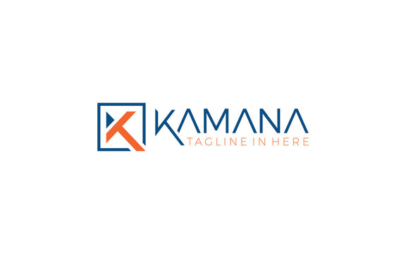 Letter K logo formed with simple and modern shape in orange color