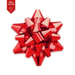 Bow. Red realistic gift bow isolated on white background. Vector illustration.