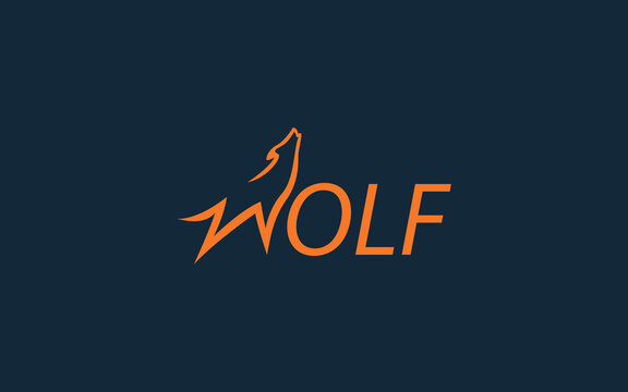 Word mark logo icon formed wolf symbol in letter w with orange color