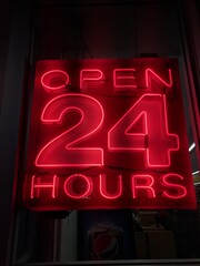 OPEN 24 HOURS Neon Sign