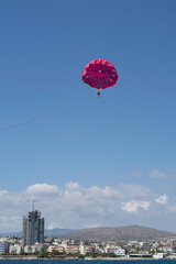 Parasailing water-sports activity in Limassol, Cyprus.  