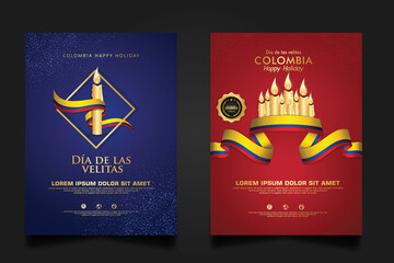 Set Colombia Day background template.