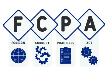 FCPA - foreign corrupt practices act  acronym  business concept background. vector illustration concept with keywords and icons. lettering illustration with icons for web banner, flyer, landing page