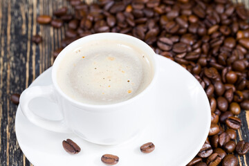 aromatic coffee and whole coffee beans