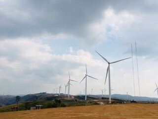Landscape of Windmills farm at Khao Kho mountain in Phetchabun province, Thailand