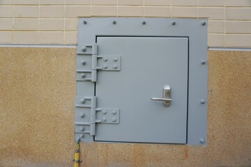 Explosion-proof door of control room in oil and gas plant.