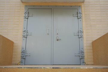 Explosion-proof door of control room in oil and gas plant.