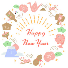 お正月　年賀シンプル　ポップな飾り