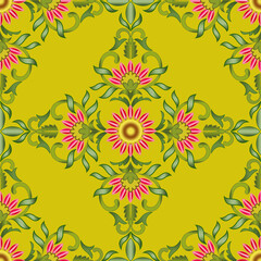 yellow indian design pattern
