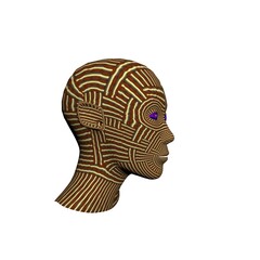 3d woman's head painted with patterns.3d rendering, 3d illustration.