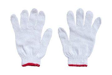 two safety cotton gloves isolated on white background